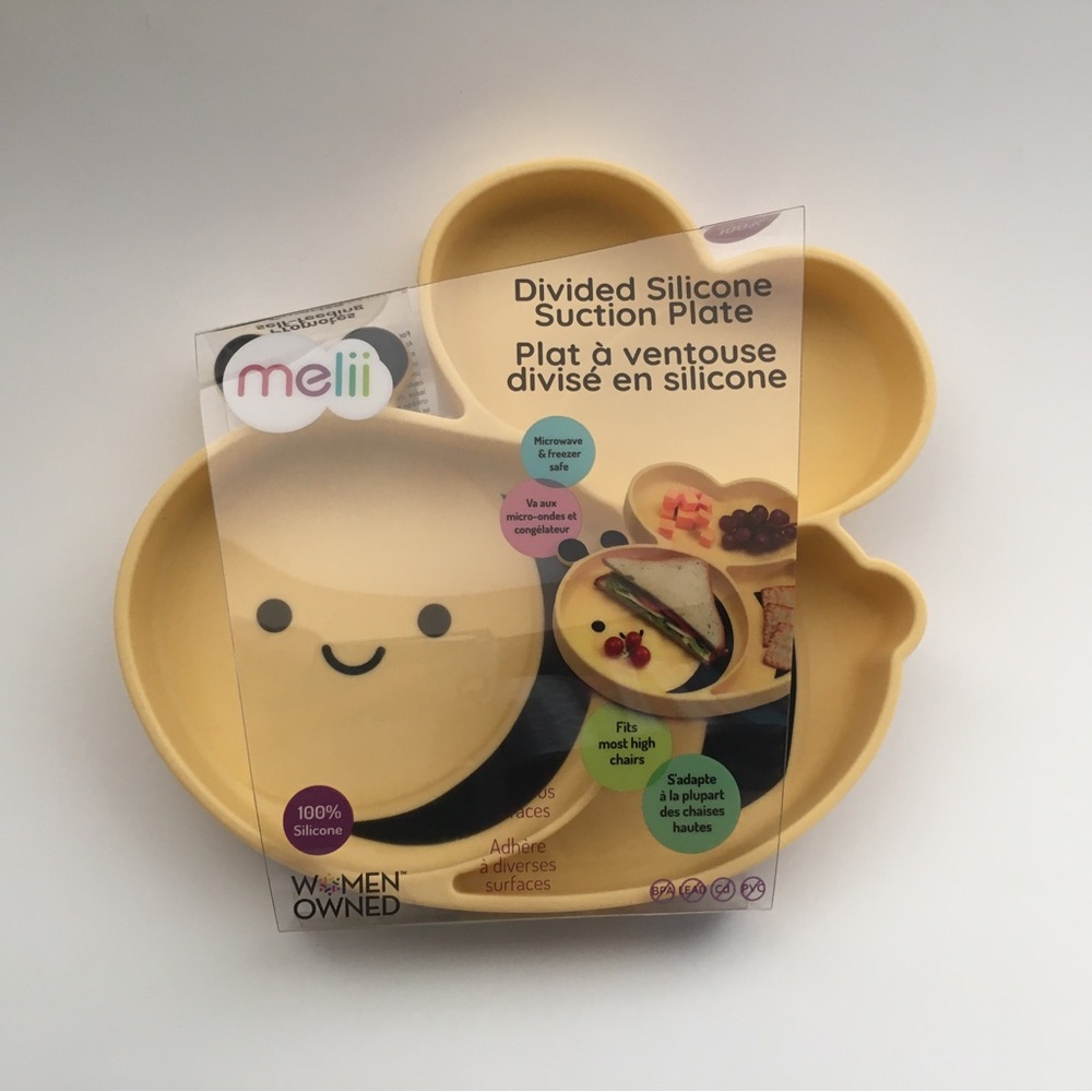 Melii Divided Silicone Suction Plate Microwave and Freezer Safe NEW
